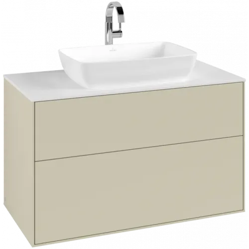 Villeroy & Boch Finion Тумба под раковину, с подсветкой, 2 выдвижных ящика, 1000 x 603 x 501 mm, Silk Grey Matt Lacquer G76100HJ