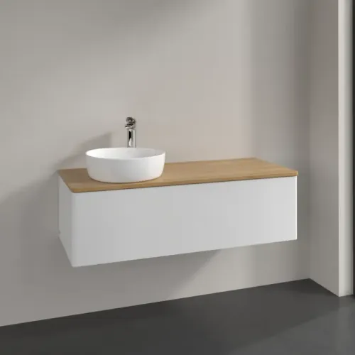 Villeroy & Boch Antao Тумба под раковину, 1 выдвижной ящик, 1200 x 360 x 500 mm, лицевая поверхность без текстурированной отделки, Glossy White Lacquer / Honey Oak K33051GF