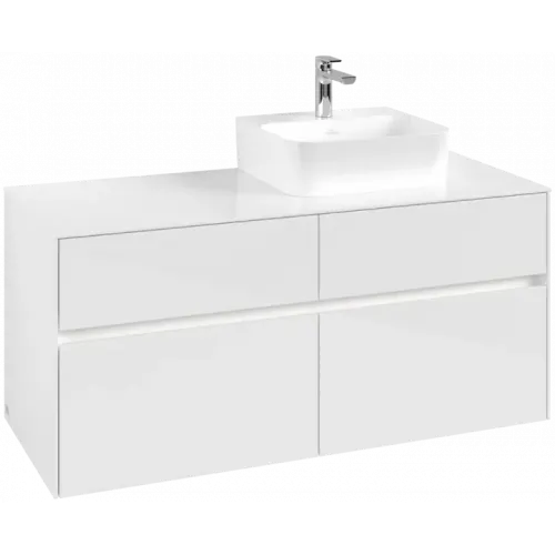 Villeroy & Boch Collaro Тумба под раковину, с подсветкой, 4 выдвижных ящика, 1200 x 548 x 500 mm, Glossy White / Glossy White C099B0DH