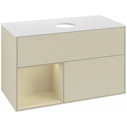 Villeroy & Boch Finion Тумба под раковину, с подсветкой, 2 выдвижных ящика, 1000 x 603 x 501 mm, Silk Grey Matt Lacquer / Silk Grey Matt Lacquer FA11HJHJ