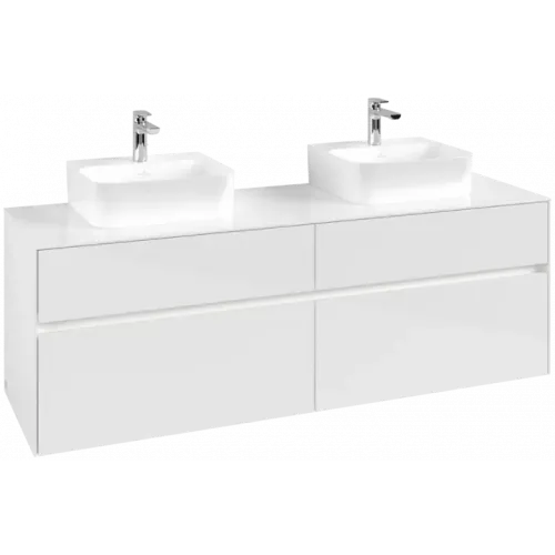 Villeroy & Boch Collaro Тумба под раковину, с подсветкой, 4 выдвижных ящика, 1600 x 548 x 500 mm, Glossy White / Glossy White C107B0DH