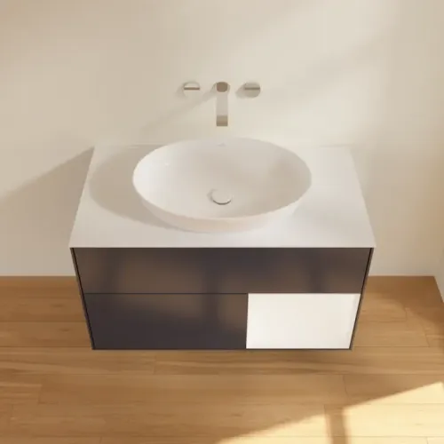 Villeroy & Boch Finion Тумба под раковину, с подсветкой, 2 выдвижных ящика, 1000 x 603 x 501 mm, Midnight Blue Matt Lacquer / White Matt Lacquer FA21MTHG