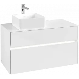 Villeroy & Boch Collaro Тумба под раковину, с подсветкой, 2 выдвижных ящика, 1000 x 548 x 500 mm, Glossy White / Glossy White C039B0DH