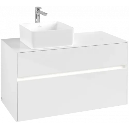 Villeroy & Boch Collaro Тумба под раковину, с подсветкой, 2 выдвижных ящика, 1000 x 548 x 500 mm, Glossy White / Glossy White C039B0DH