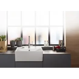 Villeroy & Boch Полувстраиваемая мойка с одиночной раковиной Сливы для одиночных раковин, включая Комплект слива с эксцентриком, Крепежный комплект, выкл Керамика, 595 x 630 mm, Snow White CeramicPlus 632062KG