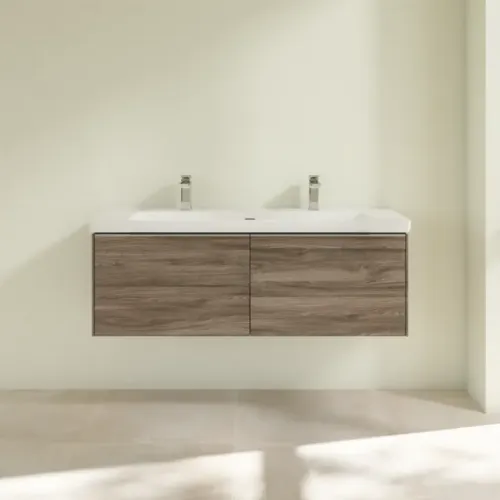 Villeroy & Boch Subway 3.0 Тумба под раковину, с подсветкой, 2 выдвижных ящика, 1272 x 429 x 478 mm, Stone Oak C601L0RK