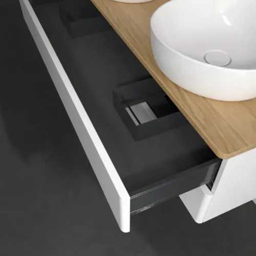 Villeroy & Boch Antao Тумба под раковину, 2 выдвижных ящика, 1200 x 360 x 500 mm, лицевая поверхность без текстурированной отделки, Glossy White Lacquer / Honey Oak K24051GF