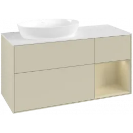 Villeroy & Boch Finion Тумба под раковину, с подсветкой, 3 выдвижных ящика, 1200 x 603 x 501 mm, Silk Grey Matt Lacquer / Silk Grey Matt Lacquer FA51HJHJ