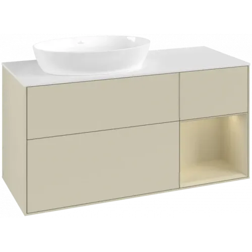 Villeroy & Boch Finion Тумба под раковину, с подсветкой, 3 выдвижных ящика, 1200 x 603 x 501 mm, Silk Grey Matt Lacquer / Silk Grey Matt Lacquer FA51HJHJ