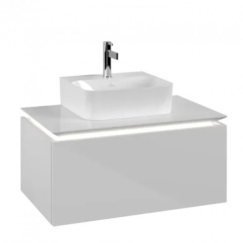 Villeroy & Boch Legato Тумба под раковину, с подсветкой, 1 выдвижной ящик, 800 x 380 x 500 mm, Glossy White / Glossy White B733L0DH