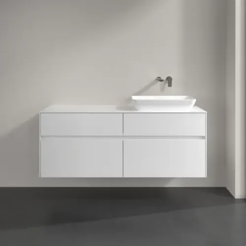 Villeroy & Boch Collaro Тумба под раковину, с подсветкой, 4 выдвижных ящика, 1400 x 548 x 500 mm, Glossy White / Glossy White C118B0DH