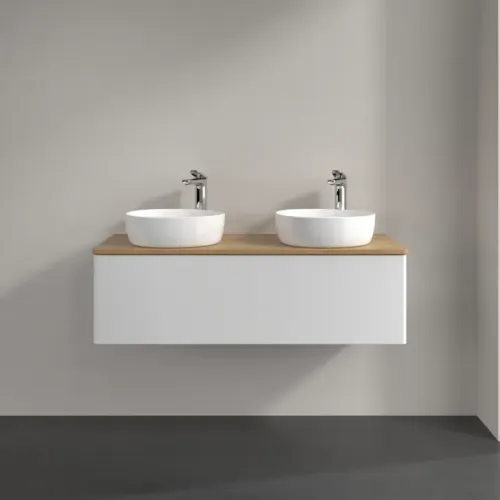 Villeroy & Boch Antao Тумба под раковину, 1 выдвижной ящик, 1200 x 360 x 500 mm, лицевая поверхность без текстурированной отделки, Glossy White Lacquer / Honey Oak K35051GF