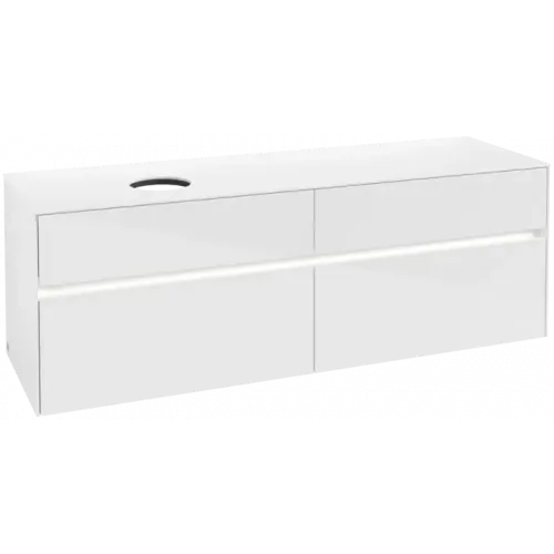 Villeroy & Boch Collaro Тумба под раковину, с подсветкой, 4 выдвижных ящика, 1600 x 548 x 500 mm, Glossy White / Glossy White C050B0DH