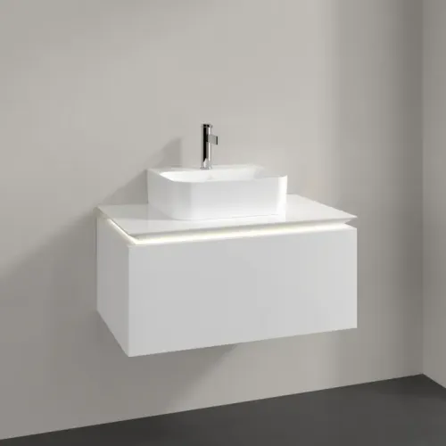 Villeroy & Boch Legato Тумба под раковину, с подсветкой, 1 выдвижной ящик, 800 x 380 x 500 mm, Glossy White / Glossy White B733L0DH