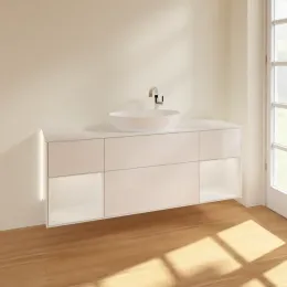 Villeroy & Boch Finion Тумба под раковину, с подсветкой, 4 выдвижных ящика, 1600 x 603 x 501 mm, Glossy White Lacquer / Glossy White Lacquer G981GFGF