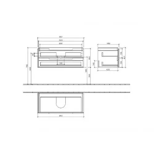 Тумба под раковину Villeroy&Boch Subway 2.0 A69000FP, серый глянец