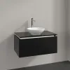Villeroy & Boch Legato Тумба под раковину, с подсветкой, 1 выдвижной ящик, 800 x 380 x 500 mm, Black Matt Lacquer / Black Matt Lacquer B569L0PD