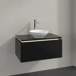 Villeroy & Boch Legato Тумба под раковину, с подсветкой, 1 выдвижной ящик, 800 x 380 x 500 mm, Black Matt Lacquer / Black Matt Lacquer B569L0PD