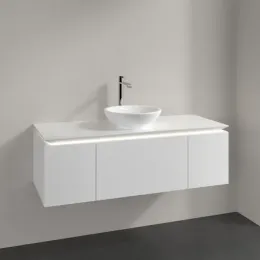 Villeroy & Boch Legato Тумба под раковину, с подсветкой, 3 выдвижных ящика, 1200 x 380 x 500 mm, Glossy White / Glossy White B577L0DH