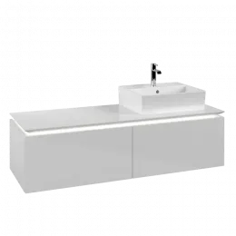 Villeroy & Boch Legato Тумба под раковину, с подсветкой, 2 выдвижных ящика, 1400 x 380 x 500 mm, Glossy White / Glossy White B615L0DH