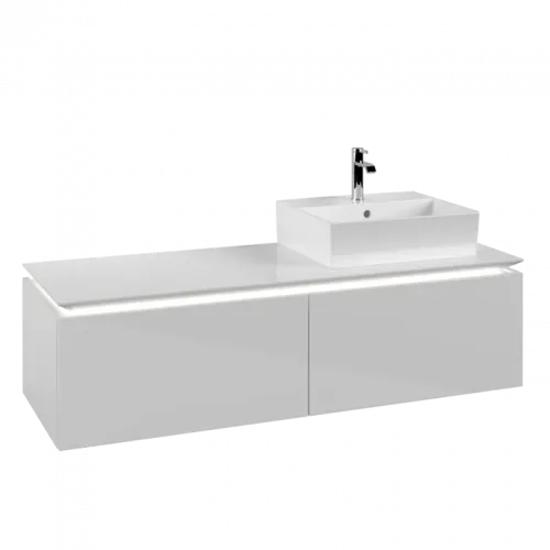 Villeroy & Boch Legato Тумба под раковину, с подсветкой, 2 выдвижных ящика, 1400 x 380 x 500 mm, Glossy White / Glossy White B615L0DH