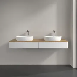 Villeroy & Boch Antao Тумба под раковину, 2 выдвижных ящика, 1600 x 190 x 500 mm, лицевая поверхность без текстурированной отделки, Glossy White Lacquer / Honey Oak K17051GF