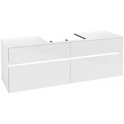 Villeroy & Boch Collaro Тумба под раковину, с подсветкой, 4 выдвижных ящика, 1600 x 548 x 500 mm, Glossy White / Glossy White C025B0DH