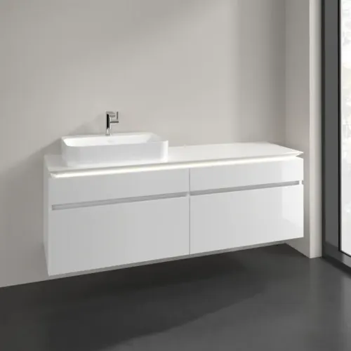 Villeroy & Boch Legato Тумба под раковину, с подсветкой, 4 выдвижных ящика, 1600 x 550 x 500 mm, Glossy White / Glossy White B764L0DH