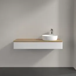 Villeroy & Boch Antao Тумба под раковину, 1 выдвижной ящик, 1200 x 190 x 500 mm, лицевая поверхность без текстурированной отделки, Glossy White Lacquer / Honey Oak K12051GF
