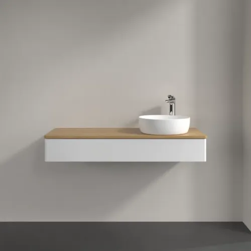 Villeroy & Boch Antao Тумба под раковину, 1 выдвижной ящик, 1200 x 190 x 500 mm, лицевая поверхность без текстурированной отделки, Glossy White Lacquer / Honey Oak K12051GF