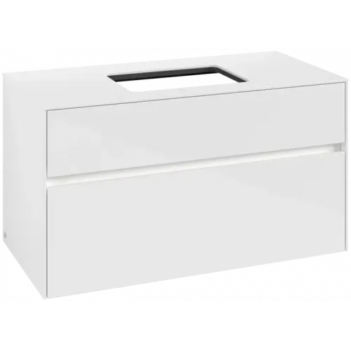 Villeroy & Boch Collaro Тумба под раковину, с подсветкой, 2 выдвижных ящика, 1000 x 548 x 500 mm, Glossy White / Glossy White C109B0DH