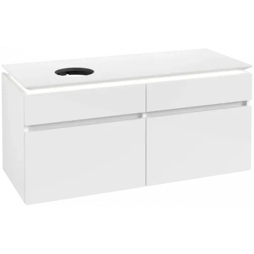 Villeroy & Boch Legato Тумба под раковину, с подсветкой, 4 выдвижных ящика, 1200 x 550 x 500 mm, Glossy White / Glossy White B580L0DH