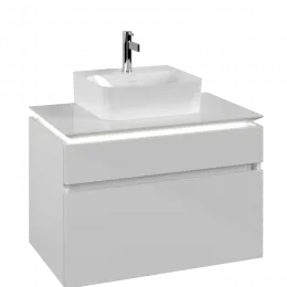 Villeroy & Boch Legato Тумба под раковину, с подсветкой, 2 выдвижных ящика, 800 x 550 x 500 mm, Glossy White / Glossy White B734L0DH