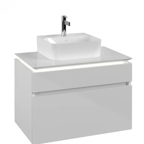 Villeroy & Boch Legato Тумба под раковину, с подсветкой, 2 выдвижных ящика, 800 x 550 x 500 mm, Glossy White / Glossy White B734L0DH