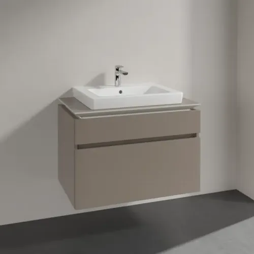 Villeroy & Boch Legato Тумба под раковину, с подсветкой, 2 выдвижных ящика, 800 x 550 x 500 mm, Truffle Grey / Truffle Grey B679L0VG