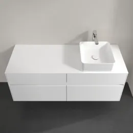 Villeroy & Boch Collaro Тумба под раковину, с подсветкой, 4 выдвижных ящика, 1400 x 548 x 500 mm, Glossy White / Glossy White C047B0DH