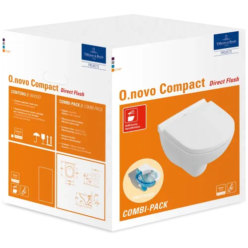 Унитаз подвесной укороченный с сиденьем Villeroy & Boch O.novo 5688HR01