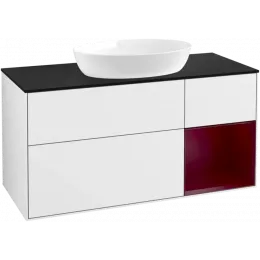 Villeroy & Boch Finion Тумба под раковину, с подсветкой, 3 выдвижных ящика, 1200 x 603 x 501 mm, Glossy White Lacquer / Peony Matt Lacquer GA72HBGF