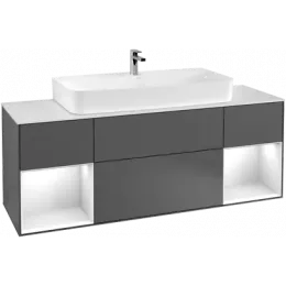 Villeroy & Boch Finion Тумба под раковину, с подсветкой, 4 выдвижных ящика, 1600 x 603 x 501 mm, Silk Grey Matt Lacquer / Silk Grey Matt Lacquer G211HJHJ