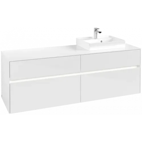 Villeroy & Boch Collaro Тумба под раковину, с подсветкой, 4 выдвижных ящика, 1600 x 548 x 500 mm, Glossy White / Glossy White C079B0DH