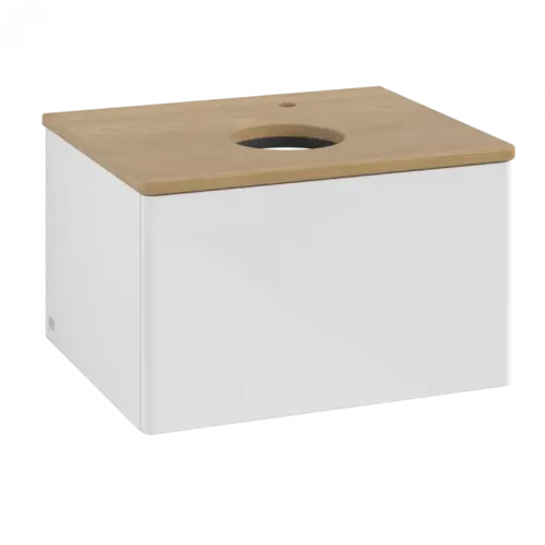 Villeroy & Boch Antao Тумба под раковину, с подсветкой, 1 выдвижной ящик, 600 x 360 x 500 mm, лицевая поверхность без текстурированной отделки, Glossy White Lacquer / Honey Oak L29051GF