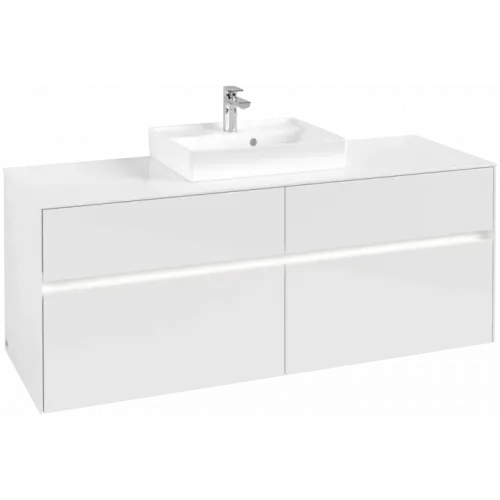 Villeroy & Boch Collaro Тумба под раковину, с подсветкой, 4 выдвижных ящика, 1400 x 548 x 500 mm, Glossy White / Glossy White C073B0DH