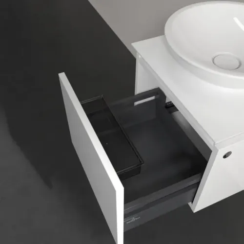 Villeroy & Boch Legato Тумба под раковину, с подсветкой, 1 выдвижной ящик, 450 x 380 x 500 mm, Glossy White / Glossy White B565L0DH