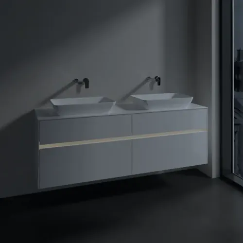 Villeroy & Boch Collaro Тумба под раковину, с подсветкой, 4 выдвижных ящика, 1600 x 548 x 500 mm, Glossy White / Glossy White C123B0DH