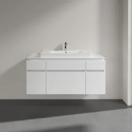 Villeroy & Boch Legato Тумба под раковину, 5 выдвижных ящиков, 1200 x 550 x 500 mm, Glossy White / Glossy White B69700DH