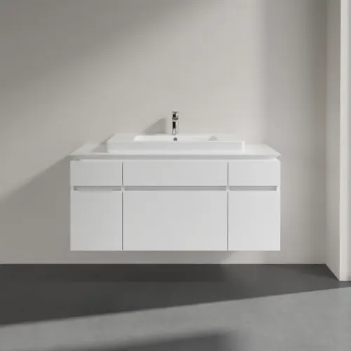 Villeroy & Boch Legato Тумба под раковину, 5 выдвижных ящиков, 1200 x 550 x 500 mm, Glossy White / Glossy White B69700DH