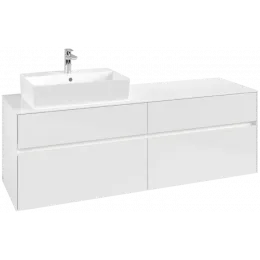 Villeroy & Boch Collaro Тумба под раковину, с подсветкой, 4 выдвижных ящика, 1600 x 548 x 500 mm, Glossy White / Glossy White C135B0DH