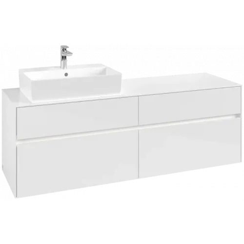 Villeroy & Boch Collaro Тумба под раковину, с подсветкой, 4 выдвижных ящика, 1600 x 548 x 500 mm, Glossy White / Glossy White C135B0DH