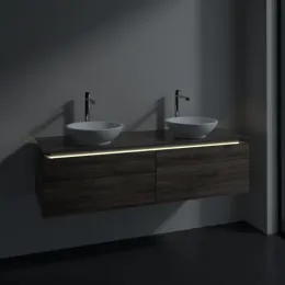 Villeroy & Boch Legato Тумба под раковину, с подсветкой, 2 выдвижных ящика, 1400 x 380 x 500 mm, Stone Oak / Stone Oak B591L0RK