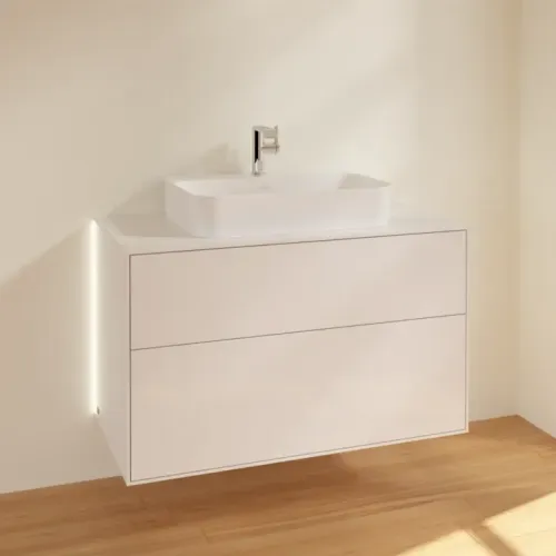 Villeroy & Boch Finion Тумба под раковину, с подсветкой, 2 выдвижных ящика, 1000 x 603 x 501 mm, Glossy White Lacquer G35100GF